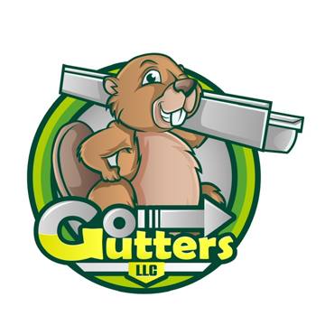 Go Gutters LLC mascot logo — beaver holding a gutter